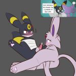  arms_tied bound duo eeveelution espeon female feral fingering fingering_self generation_2_pokemon handjob hi_res leafeon55555_(artist) male male/female masturbation nintendo penile pokemon pokemon_(species) purple_body purple_eyes sex umbreon 