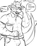  abs absurd_res anthro belt biceps bodily_fluids bottomwear box bulge clothing container delivery_(commerce) fish hat headgear headwear hi_res hybrid male marine nervous pants pecs pre_historic_s scar shark shark_tail shy sketch solo sweat tight_clothing utage 