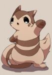  2023 absurd_res anthro biped brown_body brown_fur fur furret generation_2_pokemon hi_res ke_mo_suke kemono multicolored_body multicolored_fur nintendo paws pokemon pokemon_(species) simple_background solo two_tone_body two_tone_fur 