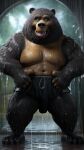  anthro balls bear brown_bear ethanbearluv genitals grizzly_bear hi_res male mammal raining solo ursine 