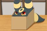  3_toes :&lt; amber_eyes ambiguous_gender black_body black_ear_tips black_ears black_fur black_nose black_pupils black_tail black_tail_tip box canid cardboard cardboard_box colored container detailed_background digital_media_(artwork) dipstick_tail eeveelution feet feral front_view fur furniture generation_2_pokemon glistening glistening_eyes hi_res hirochanu in_box in_container inside kemono looking_at_viewer mammal markings multicolored_body multicolored_ears multicolored_fur multicolored_tail nintendo on_table orange_eyes pokemon pokemon_(species) pupils quadruped ring_(marking) solo table tail tail_markings three-quarter_view toes two_tone_body two_tone_ears two_tone_fur two_tone_tail umbreon yellow_body yellow_ears yellow_fur yellow_markings yellow_tail 