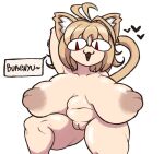  &lt;3 ahoge animal_ears animal_humanoid animal_tail areola big_breasts blonde_hair breasts brown_areola brown_nipples cat_humanoid dialogue felid felid_humanoid feline feline_humanoid female genitals hair hand_behind_head huge_breasts humanoid inverted_nipples looking_at_viewer mammal mammal_humanoid medlinss navel neco-arc nipples nude open_mouth pupils pussy red_eyes simple_background slightly_chubby slit_pupils solo speech_bubble tan_body tan_skin text thick_thighs tsukihime type-moon white_background wide_hips 