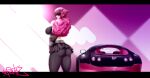  1girl absurdres ass black_bra bra breasts car feather_boa highres hime_cut large_breasts leggings manon_legrand motor_vehicle nofuture official_alternate_costume pink_hair sidelocks solo street_fighter street_fighter_6 sunglasses underwear 