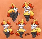  2023 3_fingers 4_toes anthro artist_name black_body black_fur blasticussaturn braixen butt canid canine cheek_tuft chest_tuft covering covering_mouth covering_own_mouth covering_self digital_media_(artwork) eyelashes facial_tuft feet female fingers fur generation_6_pokemon grin grinning_at_viewer half-closed_eyes hands_on_hips hi_res inner_ear_fluff looking_at_viewer looking_back mammal narrowed_eyes navel nintendo open_mouth pawpads pink_pawpads pokemon pokemon_(species) rear_view red_body red_eyes red_fur red_nose signature simple_background smile smiling_at_viewer snaggle_tooth solo standing stick tail teeth toes tongue tuft white_body white_fur yellow_body yellow_fur 