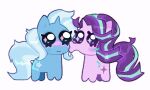  ambiguous_gender blush blush_lines chibi curled_hair curled_tail cutie_mark duo equid equine feral friendship_is_magic hair hasbro horn horse kissing mammal my_little_pony phannpy pony starlight_glimmer_(mlp) tail trixie_(mlp) unicorn unicorn_horn 