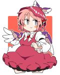  1girl animal_ears bird_ears bird_wings blush_stickers brown_headwear closed_mouth grey_eyes hat highres ini_(inunabe00) mystia_lorelei pink_hair short_hair smile solo touhou white_wings winged_hat wings 