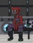  bench boots bra clothing detailed_background eyewear feathers female footwear glasses gloves goop handwear hi_res humanoid laundry_basket laundry_machine legwear multicolored_body panties sevens_artchive solo starbound stockings trico_(sevens_artchive) underwear x&#039;i 
