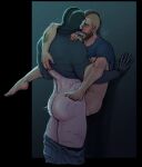  2boys after_kiss against_wall anal ass bara beard_stubble black_hair blush breath call_of_duty call_of_duty:_modern_warfare_2 couple cum cum_overflow face-to-face feet_out_of_frame ghost_(modern_warfare_2) highres leg_hair male_focus mask mature_male multiple_boys muscular muscular_male mustache_stubble saliva saliva_trail scar sex short_hair skull_mask soap_(modern_warfare_2) speed_lines standing streysteal suspended_congress thick_eyebrows thighs undercut yaoi 