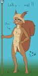  anthro female flat_chested fluffy fluffy_tail genitals hi_res lonelywolfy mammal melee_weapon nude polearm pussy quille rodent sciurid solo spear tail tree_squirrel warrioress weapon 