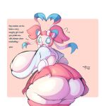  big_breasts big_butt breasts butt dialogue eeveelution english_text female fusion generation_1_pokemon generation_6_pokemon hi_res lightmizano mr._mime nintendo pokemon pokemon_(species) pokemon_fusion short_stack simple_background solo sylveon text thick_thighs 