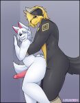  anal anthro balls blush canid canine digital_media_(artwork) duo erection genitals girly hi_res lykan284 male male/male male_penetrated male_penetrating male_penetrating_male mammal nude penetration penis sex simple_background smile thick_thighs wide_hips 