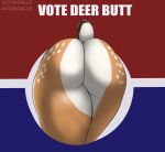  ambiguous_gender anthro butt butt_view deer fur hi_res humor jarlium mammal meme multicolored_body multicolored_fur propaganda propaganda_poster rear_view simple_background solo spots spotted_body spotted_fur two_tone_body two_tone_fur 