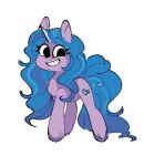  black_eyes blue_hair blue_mane blue_tail chest_tuft cutie_mark disaterror equid equine eyelashes female feral fur hair hasbro hooves horn izzy_moonbow_(mlp) mammal mane mlp_g5 my_little_pony purple_body purple_fur purple_hooves simple_background solo tail teeth tuft unicorn unicorn_horn white_background 