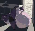  2023 anthro belly beverage big_belly bottomwear claws clothing dragon drinking food grape_derg hand_on_stomach hi_res horn huge_belly inside male moobs morbidly_obese morbidly_obese_anthro morbidly_obese_male nipples obese obese_anthro obese_male overweight overweight_anthro overweight_male shorts solo standing sugarboy tail 