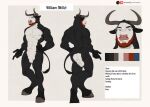  5_fingers anthro biped bovid bovine cattle color_swatch countershade_face countershade_torso countershading english_text eyewear fingers glasses hooves horn male mammal model_sheet nerton solo tail tail_tuft text tuft william_(englar) 