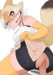  1boy 1girl anal animal_ears ass ass_focus bike_shorts bike_shorts_under_skirt black_shorts blonde_hair blush breasts brown_hair brown_skirt cameltoe clothes_lift commentary_request coyote_(kemono_friends) elbow_gloves feet_out_of_frame girl_on_top gloves grin hair_between_eyes headset hetero highres kemono_friends kemono_friends_v_project large_breasts long_bangs looking_at_viewer looking_back multicolored_hair ollie_(ollie_stratos) penis pleated_skirt reverse_cowgirl_position sex shirt short_hair shorts simple_background skirt skirt_lift sleeveless sleeveless_shirt smile solo_focus straddling tail thighhighs torn_bike_shorts torn_clothes uncensored virtual_youtuber white_background white_shirt wolf_ears wolf_tail yellow_eyes yellow_gloves yellow_thighhighs 