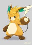  ambiguous_gender anthro black_nose brown_body brown_ears brown_feet brown_fur brown_sclera fur generation_1_pokemon generation_9_pokemon green_inner_ear hair hi_res hybrid hybrid_pokemon matchstick_39 neck_tuft nintendo orange_body orange_fur orange_hair pawmot pokemon pokemon_(species) raichu simple_background smile solo standing tail tuft white_body white_fur white_tail 