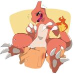  amaoto ambiguous_gender ankle_grab blush blush_lines bodily_fluids butt butt_grab charizard charmeleon claws crotch_sniffing digital_media_(artwork) duo embarrassed feral flat_chested generation_1_pokemon hand_on_butt hi_res leg_grab male_(lore) nervous nintendo nuzzling omorashi open_mouth pokemon pokemon_(species) questionable_consent shaded simple_background sniffing solo sweat sweatdrop tail thick_thighs toe_claws video_games yellow_background 