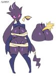  2018 bandage banette big_breasts big_butt biped blush breast_squish breasts butt butt_shot clothed clothing curvy_figure eyelashes fan_character female full-length_portrait generation_3_pokemon ghost grey_body grey_hair hair hi_res humanoid long_ponytail looking_at_viewer multicolored_body nintendo noriega pink_sclera pokemon pokemon_(species) pokemorph ponytail portrait seam_(sewing) signature simple_background skimpy smile solo spirit squish standing tail thick_thighs two_tone_body voluptuous white_background wide_hips wraps yellow_tail zipper 