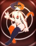  2023 :3 abstract_background absurd_res alternate_version_at_source anthro bikini bikini_top bottomless bottomless_anthro bottomless_female breasts calico_cat claws clothed clothing domestic_cat epic_games felid feline felis female finger_claws fortnite full-length_portrait gabbah gesture half-closed_eyes hi_res looking_at_viewer mammal meow_skulls_(fortnite) narrowed_eyes portrait red_bikini red_clothing red_swimwear sitting small_breasts solo swimwear v_sign yellow_eyes 