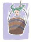  1girl :o bucket falling green_eyes green_hair gyouza_(mhea5724) hair_bobbles hair_ornament highres in_bucket in_container kisume long_hair open_mouth rope sketch solo touhou twintails two_side_up wooden_bucket 