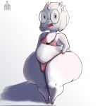  anthro big_butt bovid bow_ribbon bra bulge butt caprine clothing darkner deltarune dot_eyes eyewear floppy_ears glasses goat gothicc hi_res hooves horn huge_butt huge_hips huge_thighs looking_at_viewer male mammal open_mouth ralsei solo thick_thighs thong undertale_(series) underwear wide_hips 