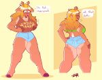  anthro antlers big_breasts big_butt blonde_hair breasts butt butt_shot clothed clothing cutfoffs deer deltarune english_text female hair hi_res hooves horn mammal noelle_holiday partially_clothed solo text undertale_(series) zixzs-redlight 