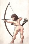  aiming archery arrow_(projectile) ass bow_(weapon) braid breasts brown_hair drawing_bow highres holding holding_bow_(weapon) holding_weapon ironlily leaning_forward long_hair nude original quiver sideboob single_braid standing weapon 
