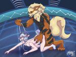  anthro arcanine arena battle canid canine canis duo feral generation_1_pokemon genitals haodz hi_res human humanoid male male/male mammal nintendo penis pokemon pokemon_(species) sex wolf 