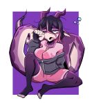  anthro big_tail bodily_fluids bottomwear carinbakery clothing dragon drooling drooped_ears droopy_eyes feet female gynomorph_(lore) hair hi_res horn lilikoi_gumi messy_hair open_mouth rubbing_eyes saliva shorts simple_background sitting sitting_on_ground solo sweatshirt tail tired toes yawn 