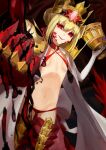  absurdres armored_legwear bikini blonde_hair braid breasts chalice crown dragon_claw dragon_tail elbow_gloves facial_mark fate/grand_order fate/grand_order_arcade fate_(series) french_braid gloves grail highres holy_grail_(fate) horns izanaware_game long_horns looking_at_viewer nero_claudius_(fate) queen_draco_(fate) queen_draco_(second_ascension)_(fate) red_bikini red_eyes revealing_clothes robe scales small_breasts smile swimsuit tail white_gemstone white_robe 