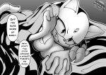  absurd_res anthro apsel_bluestar bed big_breasts blaze_the_cat breasts clothed clothing cover dialogue english_text eulipotyphlan female first_person_view furniture hair hand_holding hedgehog hi_res long_hair mammal monochrome nipples sega solo sonic_the_hedgehog_(series) speech_bubble text topless topless_female 