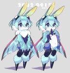  anthro arthropod balls blue_eyes blue_hair blue_penis censor_bar censored clothed clothing clothing_lift dress dress_lift flaccid genitals hair hi_res insect lepidopteran male maru_show moth multiple_scenes navel neck_tuft penis simple_background solo standing tapering_penis tuft wings 