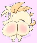  ambiguous_gender anthro big_butt butt chikn_nuggit dragon fwench_fwy_(chikn_nuggit) hi_res horn huge_butt hyper hyper_butt lewdchuu_(artist) looking_back nonbinary_(lore) nude purple_eyes scalie solo thick_thighs white_body wide_hips 