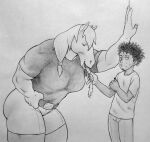  2023 absurd_res anthro belt carrot duo eating equid equine facial_hair female food goatee greyscale hi_res holding_belt holding_food holding_object horse human male mammal monochrome muscular muscular_anthro muscular_female nervous perrox plant size_difference thick_thighs traditional_media_(artwork) vegetable 