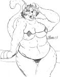  &lt;3 2018 anthro belly big_breasts bikini bikini_bottom bikini_top breasts catty_(undertale) chubby_anthro chubby_female clothed clothing domestic_cat ear_piercing ear_ring fangs felid feline felis female fur hair hand_behind_head hi_res looking_at_viewer mammal marcushunter navel one_eye_closed open_mouth piercing raised_tail ring_piercing signature skimpy slightly_chubby smile smiling_at_viewer solo swimwear tail teeth tongue undertale_(series) whiskers wink winking_at_viewer 