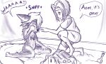  2023 5:3 absurd_res anthro azee_(links) bodily_fluids building canid canine canis collar comforting concentrating cyote duo farfener female fur hi_res human links luke_(links) male mammal playing protective rune sand_castle sandbox sculpture shiyan sketch slave tears text the_auroran_archives the_farfener windhill_(links) wolf young 