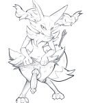  3_toes animal_genitalia animal_penis anthro balls black_and_white braixen canid canine canine_genitalia canine_penis darkluxia digital_media_(artwork) erection feet fur generation_6_pokemon genitals hi_res inner_ear_fluff knot long_penis looking_at_viewer male male_anthro mammal monochrome neck_tuft nintendo nude nude_anthro nude_male penis pokemon pokemon_(species) presenting presenting_penis sheath short short_anthro short_male solo standing stick_in_tail tail toes tuft 