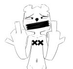  anthro bear blush blush_lines cartoon_network female gesture mammal middle_finger monochrome navel pasties smeet_(artist) solo tape taped_mouth teri_(tawog) the_amazing_world_of_gumball 