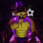  abs animatronic bear bulge clothing five_nights_at_freddy&#039;s fredbear_(fnaf) fur golden_freddy_(fnaf) hat headgear headwear hi_res humanoid machine male mammal muscular muscular_male nipples polishbonnie purple_bow purple_bow_tie purple_bowtie purple_clothing purple_hat purple_headwear purple_underwear robot robot_humanoid scottgames shush solo underwear yellow_body yellow_fur 