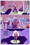  anthro background_character comic dialogue female generation_1_pokemon generation_6_pokemon generation_7_pokemon generation_8_pokemon gengar goodra grey_body group hatterene incineroar lycanroc midnight_lycanroc mimikyu nintendo pokemon pokemon_(species) purple_body raboot red_body red_eyes renita_reed snorlax spanish_text surrounded text white_body 