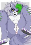  anthro anus black_nose breasts butt canid canine canis colored_nails ear_piercing ear_ring eyelashes eyeshadow fanathir feet female five_nights_at_freddy&#039;s five_nights_at_freddy&#039;s:_security_breach fur genitals green_hair grey_hair hair hi_res jewelry long_hair looking_at_viewer makeup mammal multicolored_body multicolored_fur multicolored_hair nails nude paws piercing pussy ring_piercing roxanne_wolf_(fnaf) scottgames simple_background solo steel_wool_studios tail wolf yellow_eyes 