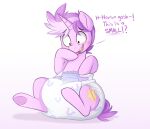  ambiguous_gender blush cutie_mark dialogue diaper diaper_fetish english_text equid equine fan_character feral fur hair hasbro hi_res horn mammal multicolored_hair my_little_pony pink_body pink_fur pink_hair purple_hair quadruped shuphle starling_(oc) text two_tone_hair unicorn 