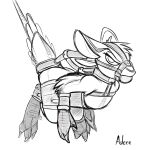  adeer ambiguous_gender angry anthro avali ball_gag bdsm big_ears bound cat_carrier fully_bound gag harness harness_ball_gag harness_gag hi_res monochrome muzzle_(object) sketch solo 