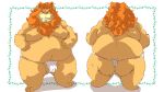  2023 anthro asian_clothing balls bbn belly big_belly blue_eyes butt clothing east_asian_clothing felid fundoshi genitals hi_res humanoid_hands japanese_clothing kemono lion male mammal model_sheet moobs overweight overweight_male pantherine simple_background solo underwear white_clothing white_fundoshi white_underwear 