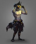  abs anthro clothed clothing eyewear goggles hi_res male mammal muscular muscular_male pecs procyonid raccoon redsummer solo topless 
