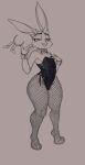  anthro bulge bunny_costume clothed clothing costume crossdressing fishnet fishnet_legwear girly hi_res lagomorph legwear leporid male mammal mr.gerich rabbit solo texi_(yitexity) thick_thighs 