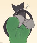  ambiguous_gender anal anal_fingering anthro bent_over big_butt black_body black_fur bulge butt clothed clothing crossdressing disembodied_hand domestic_cat dress duo felid feline felis fingering fur girly hi_res male mammal nepentz thumb_in_ass wide_hips 
