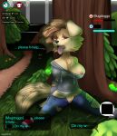  absurd_res ahegao anonymous_artist anthro big_breasts bird_dog blonde_hair bodily_fluids breasts breath canid canine canis dialogue domestic_dog female fur gameplay_mechanics genitals golden_retriever gui hair health_bar hi_res hunting_dog labrador looking_pleasured mammal mugdoggo panting pixile_studios pussy retriever solo super_animal_royale sweat tongue tongue_out yellow_body yellow_fur 