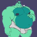  absurd_res anthro big_muscles big_pecs black_nipples blue_eyes bovid bulge caprine clothing fur goat green_body green_fur hand_on_stomach hi_res horn huge_belly huge_muscles hyper hyper_muscles male mammal multicolored_body multicolored_fur musclegut muscular muscular_anthro muscular_arms muscular_legs muscular_male muscular_thighs navel nipples parttimeyeen_(artist) pecs solo underwear white_clothing white_underwear 